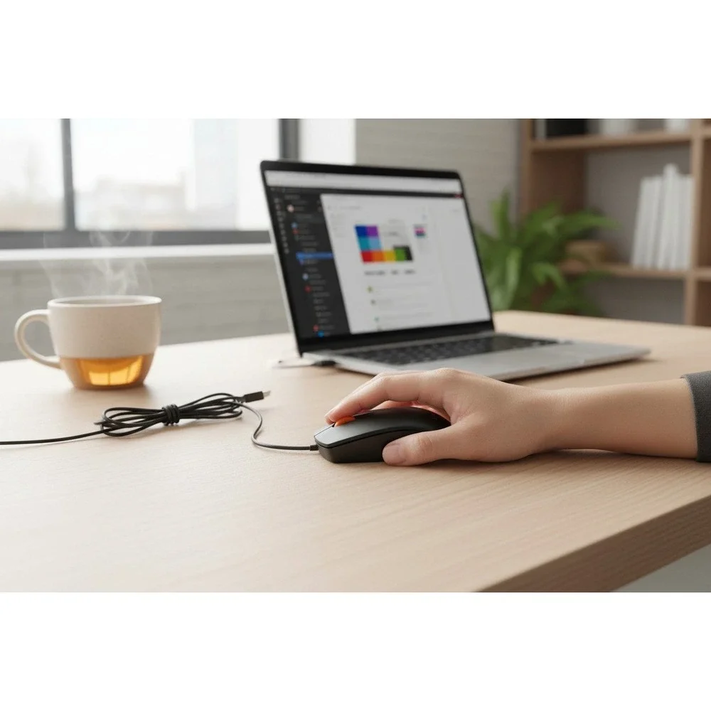Lenovo Wired Optical Mouse SM-8825 Black Very Good USB Computer Accessory